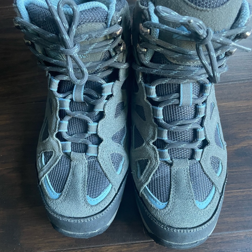 Gray and Blue Hiking Boots